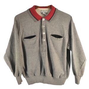 487. South Bay Vintage Polo Sweater With Pockets Size L For Men Long Sleeve Grey